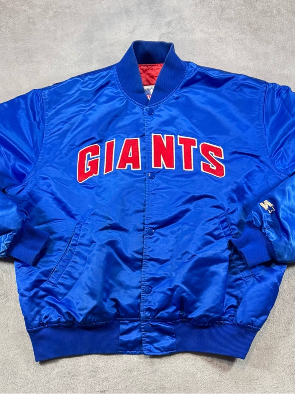Vintage 90’s NY Giants Satin Starter Jacket Size XL 1 Of 1 Jesus Custom Design